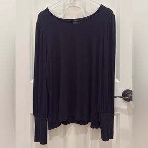ICHI Black Puff Sleeve‎ Blouse Size Medium